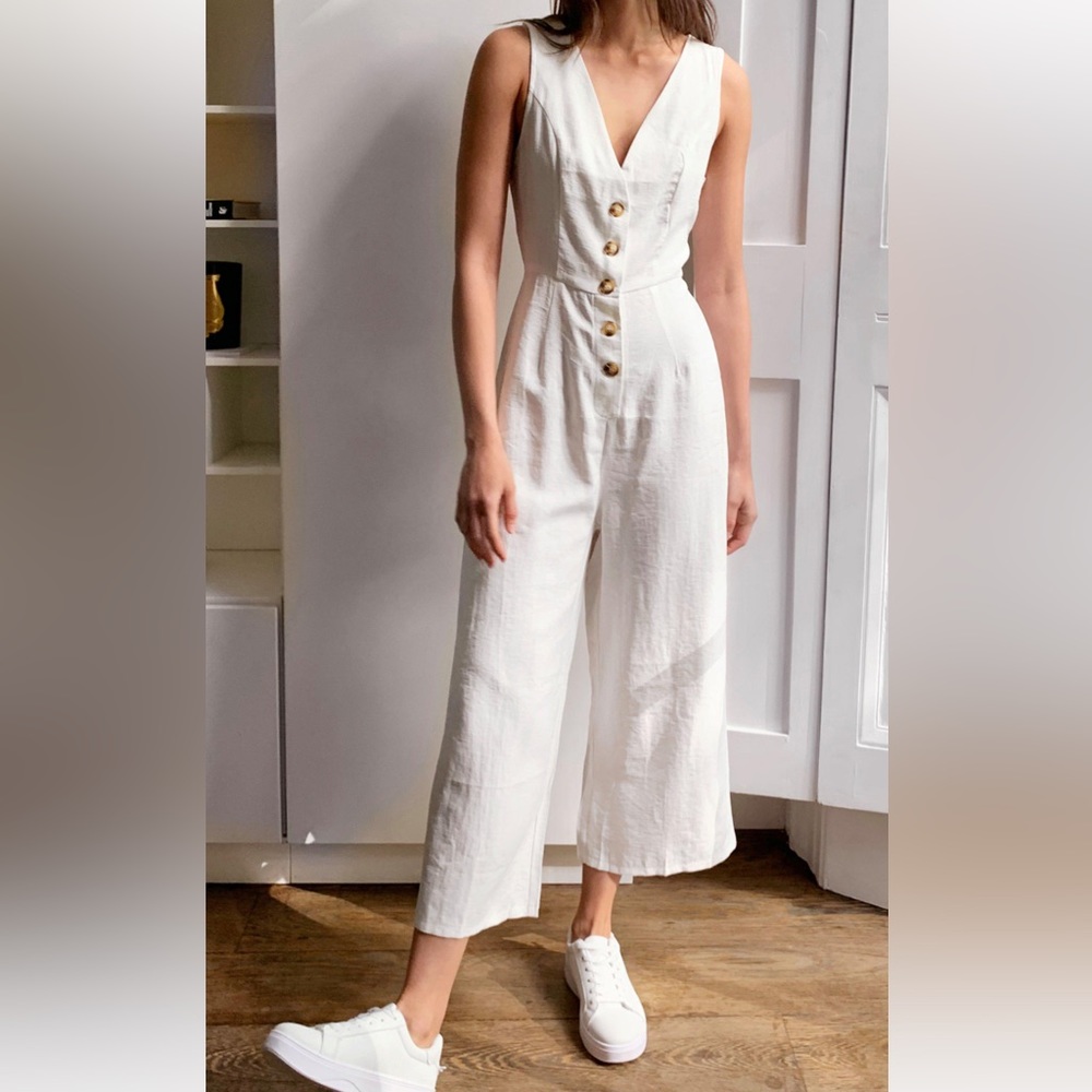 NastyGal We'll V There Button-Down Jumpsuit